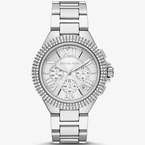 Michael Kors watch 
Oversized Camille Pavé Silver-Tone Watch